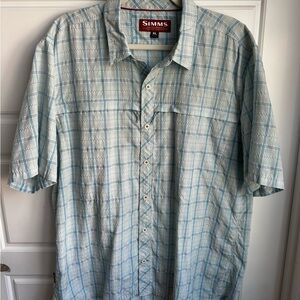 Simms Performance Fishing Short Sleeve Button-Down Shirt Size XL